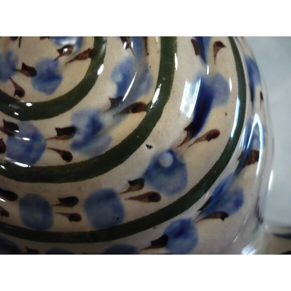 Vtg Tonala Mexico Snail Pottery Hand Painted Signed Planter Sponge Keeper Blue - Picture 13 of 16